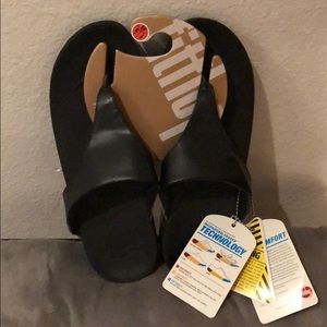 FitFlop-Lulu Wedge Sandal faux leather black